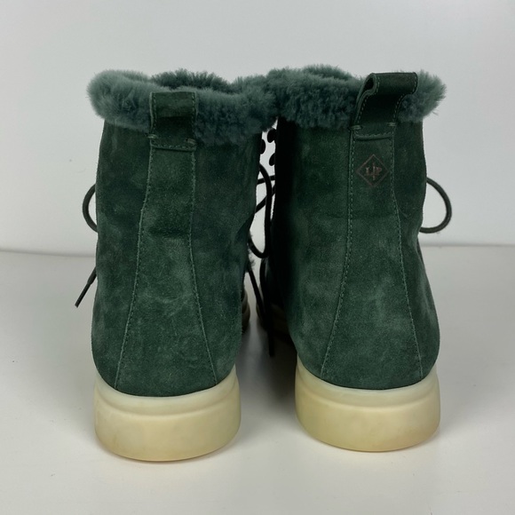 AUTH LORO PIANA GREEN SUEDE & FUR LACE UP BOOTS WOMENS 37 - Picture 3 of 8